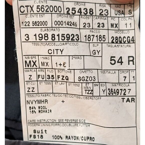 Zegna Mens Wool & Mohair Two Button Shiny Navy Blue Blazer 28QCG4 Size EU 54R - Picture 10 of 10